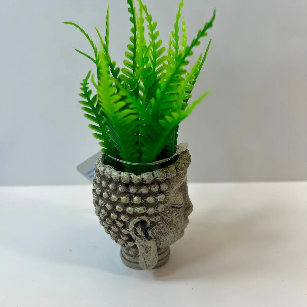 Top Fin Zen Head Ornament S Buddha Aquarium Decoration Artificial Fern 5300953